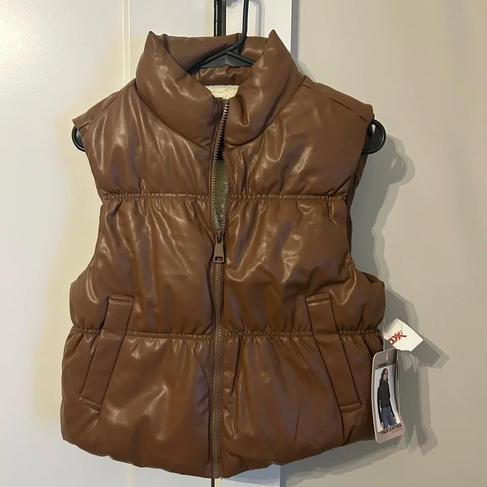 Ci Sono Tan Puffer Vest for Women - Picture 2 of 8